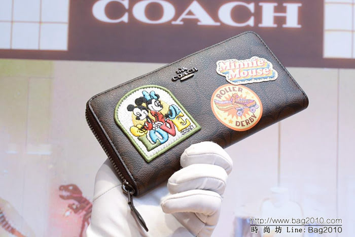 COACH蔻馳 2018專櫃新品 31350 迪士尼合作款 米奇女士長款錢包  Chz1378